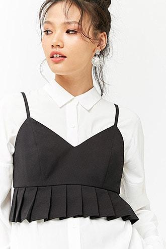 Forever21 Pleated Hem Crop Cami