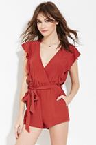 Forever21 Women's  Belted Surplice-front Romper
