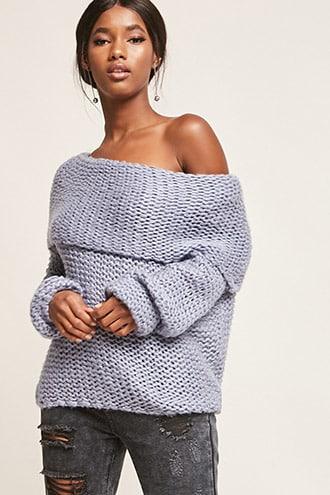 Forever21 Open-knit Off-the-shoulder Top