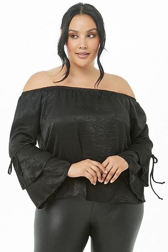 Forever21 Plus Size Off-the-shoulder Satin Top