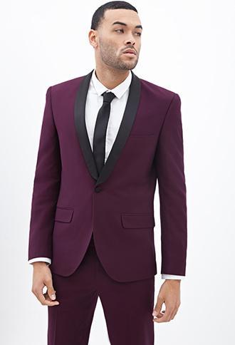 21 Men Classic Shawl Lapel Blazer Burgundy/black Small
