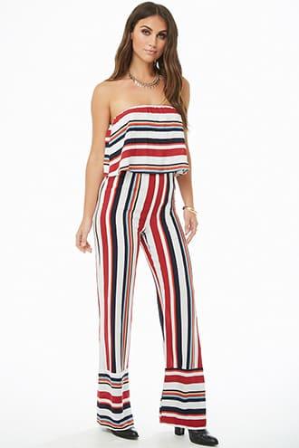 Forever21 Multistriped Flounce Jumpsuit