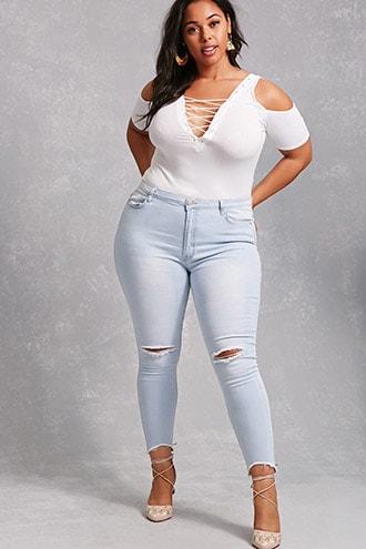 Forever21 Plus Size Sharkbite Jeans