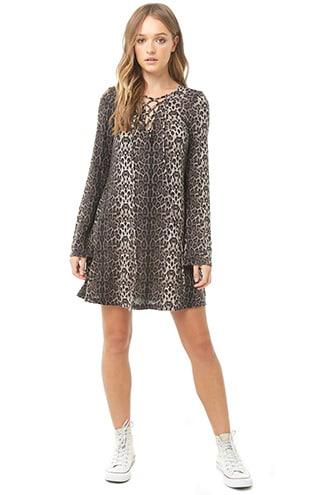Forever21 Lace-up Jaguar Print Dress