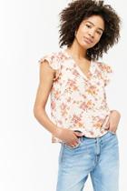 Forever21 Floral Flounce-sleeve Top