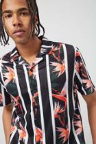 Forever21 Striped Tropical Print Shirt