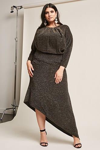 Forever21 Plus Size Metallic Stripe Maxi Dress