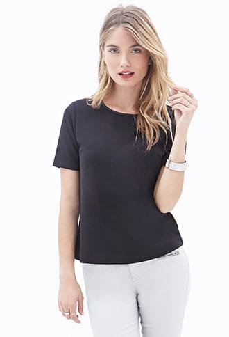 Forever21 Contemporary Faux Leather-trimmed Top