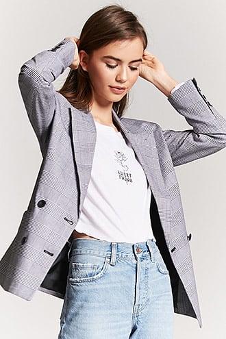 Forever21 Double-breasted Glen Plaid Blazer