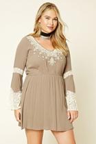 Forever21 Plus Women's  Olive Plus Size Lace Mini Dress