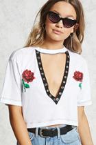 Forever21 Plunging Grommet Rose Tee