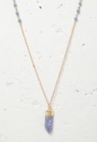 Forever21 Faux Crystal Pendant Necklace (blue/gold)