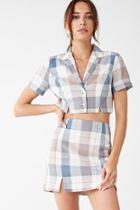 Forever21 Plaid Cropped Shirt & Skirt Set