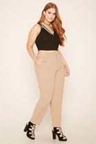 Forever21 Plus Women's  Taupe Plus Size Woven Trousers