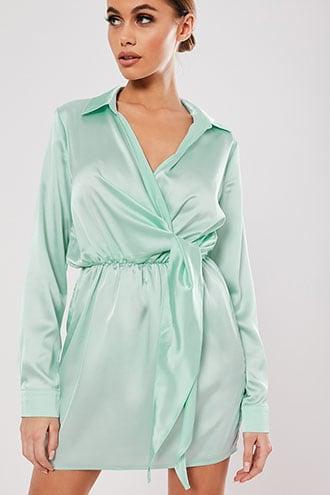 Forever21 Missguided Surplice Satin Dress