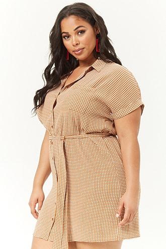 Forever21 Plus Size Grid Shirt Dress