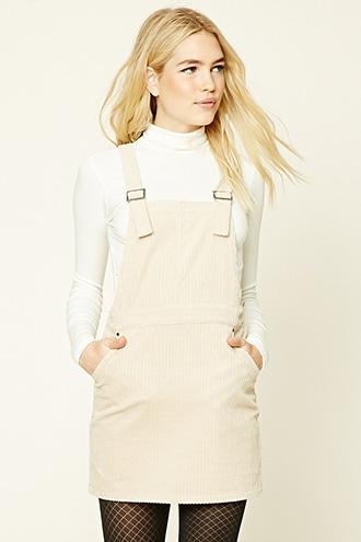 Forever21 Women's  Corduroy Overall Mini Dress