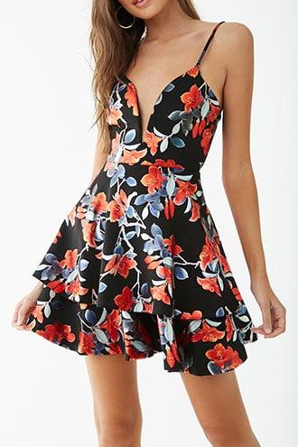 Forever21 Metallic Floral Print Mini Dress