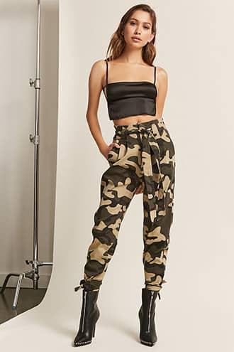 Forever21 Skinny Camo Paperbag Pants