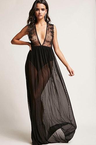 Forever21 Sheer Mesh Plunging Dress