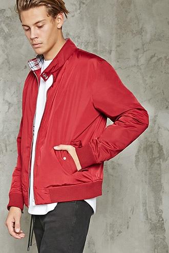 21 Men Men's  Button-neck Bomber Jacket