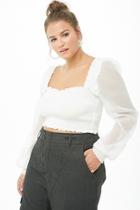 Forever21 Plus Size Smocked Balloon Sleeve Crop Top