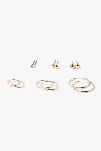Forever21 Faux Pearl Stud & Hoop Earring Set