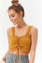 Forever21 Crochet Lace-up Crop Top