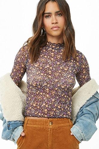 Forever21 Sheer Ditsy Floral Top