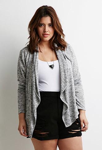 Forever21 Plus Women's  Marled Shawl Collar Cardigan