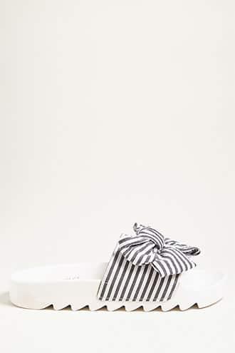 Forever21 Striped Bow Slides