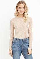 Forever21 Women's  Marled Curved-hem Boxy Top (heather Taupe)