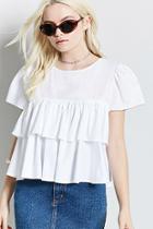 Forever21 Poplin Tiered Flounce Top