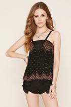 Forever21 Women's  Embroidered Abstract Print Cami