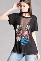 Forever21 Mesh-panel Graphic Tee