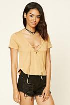 Forever21 Women's  Lace-up V-neck Top