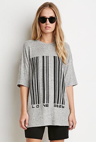 Forever21 Bar Code Graphic Top