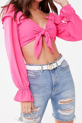 Forever21 Knotted Flounce Crop Top