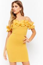 Forever21 Ruffled Open-shoulder Bodycon Dress