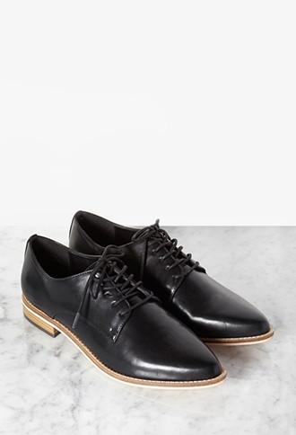 Forever21 Faux Leather Pointed-toe Oxfords