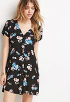 Forever21 Buttoned Rose Print Dress