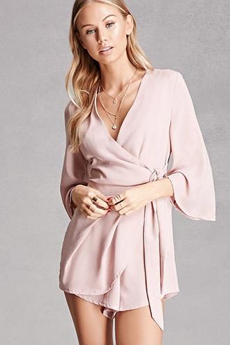 Forever21 Women's  Mauve Selfie Leslie Surplice Romper