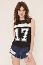 Forever21 Mesh-paneled 17 Graphic Top