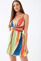 Forever21 Satin Colorblock Twist-front Dress