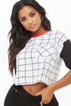 Forever21 Cropped Grid Print Tee