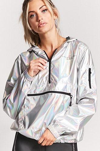 Forever21 Active Iridescent Graphic Windbreaker