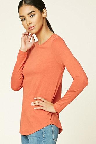 Forever21 Women's  Ginger Longline Crew Neck Top