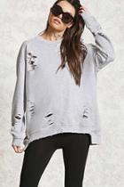 Forever21 Distressed High-low Sweatshirt