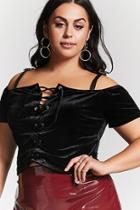 Forever21 Plus Size Lace-up Velvet Top