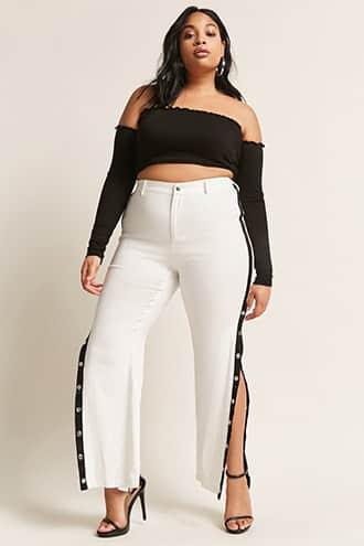 Forever21 Plus Size Snap-button Stripe Pants